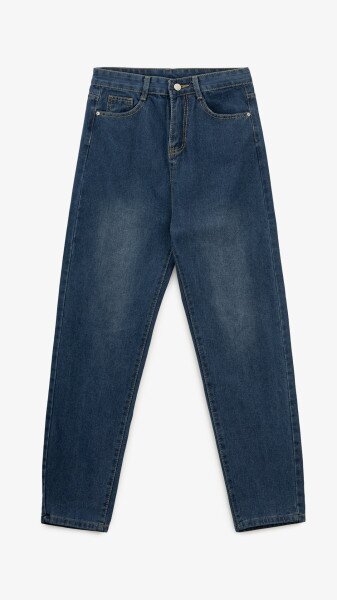 Джинсы однотонные Mom Fit женские 1908 S Синий