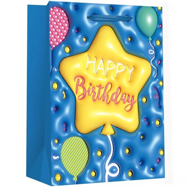 Купить Пакет подарочный Шарики Birthday 760448ML Разноцветный Артикул: 2000990910202 Фото №1