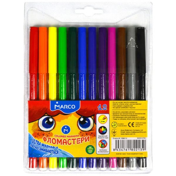Фломастери &quot;Super Washable&quot; Marco  1690-12 12 кольорів