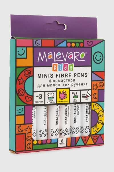 Фломастери MINI 8 кольорів MALEVARO ML760141 Різнокольоровий (4820252760141)(SC)