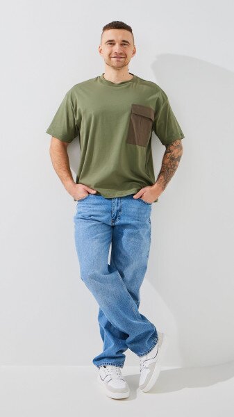 Купить Футболка однотонная мужская GENUA G01222-0043 S Хаки Артикул: 2000999469367 Фото №2