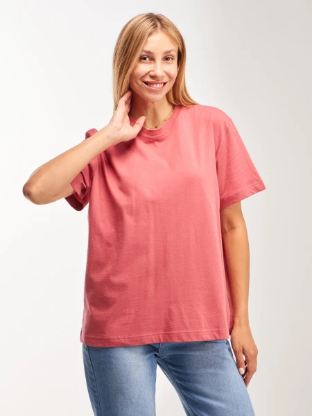 Купить Футболка однотонная женская GENUA GENUA78 2XL Розовый Артикул: 2000999631689 Фото №1