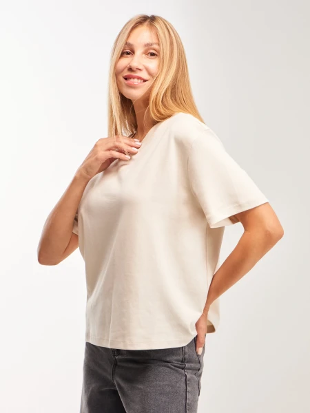Купить Футболка однотонная женская GENUA GENUA79 2XL Бежевый Артикул: 2000999632075 Фото №1