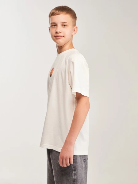 Купити Футболка з принтом для хлопчика LAWA P-BB02349 140 см Молочний Артикул: 2000999633096 Фото №3