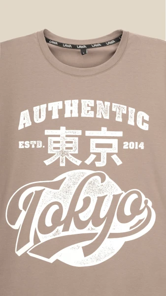 Купить Футболка с принтом TOKYO мужская LAWA P-MB02344 L Мокко Артикул: 2000999182471 Фото №2