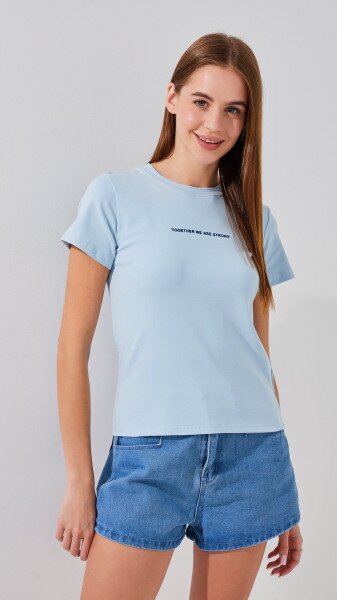 Футболка з принтом жіноча Na Fan 8851 One Size Блакитний
