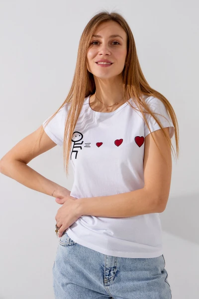 Купить Футболка с принтом женская Ponki 24406-12 M Белый Артикул: 2000990968692 Фото №3