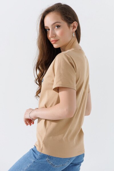 Купить Футболка с принтом женская 6627-BP One Size Бежевый (2000990567888A) Артикул: 2000990567888 Фото №4