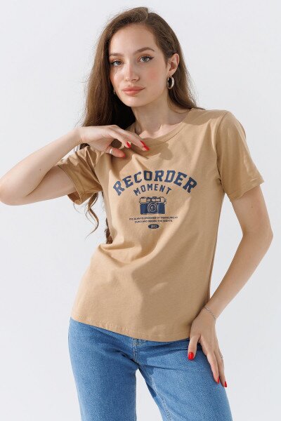 Футболка с принтом женская 6627-BP One Size Бежевый (2000990567888A)