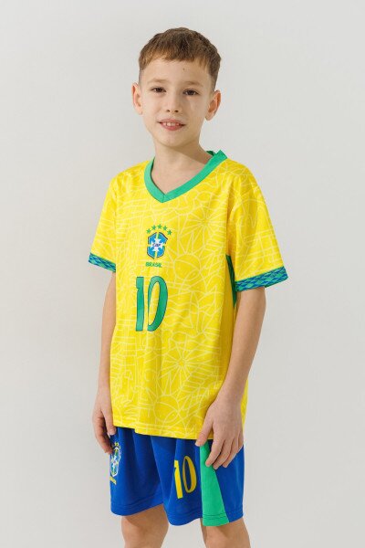 Купити Футбольна форма для хлопчика BLD БРАЗИЛИЯ NEYMAR JR 104 см Жовтий Артикул: 2000903882244 Фото №2