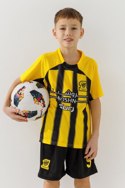 Купити Футбольна форма для хлопчика BLD AL ITTIHAD BENZEMA 110 см Жовтий Артикул: 2000990974778 Фото №2