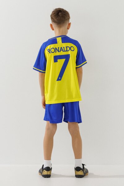 Купити Футбольна форма для хлопчика BLD AL NASSR RONALDO 110 см Синьо-жовтий Артикул: 2000990102157 Фото №4