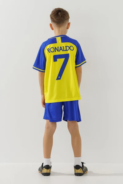 Купити Футбольна форма для хлопчика BLD AL NASSR RONALDO 110 см Синьо-жовтий Артикул: 2000990102157 Фото №4