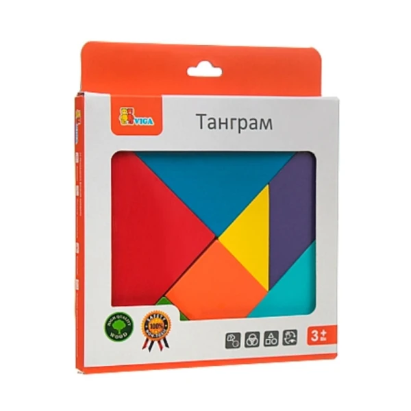 Купить Геометрическая интеллектуальная головоломка "Танграм" Viga Toys 55557 Разноцветный Артикул: 2000903577638 Фото №2