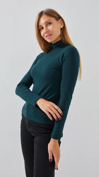 Купить Гольф однотонный женский 2512 42 Зеленый Артикул: 2000999287596 Фото №3
