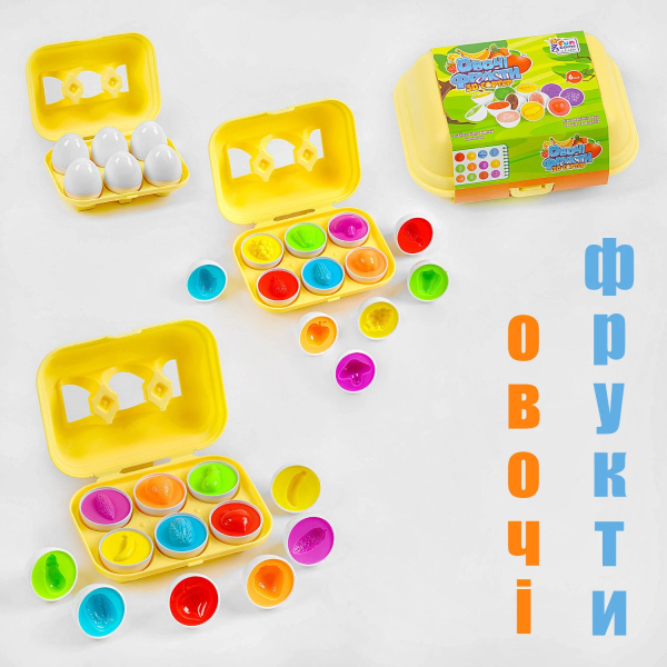 Іграшка 3D сортер &quot;Яєчний лоток&quot;+&quot;Овочі та фрукти&quot; 4FUN Game Club 52003-2 (2000990624260)