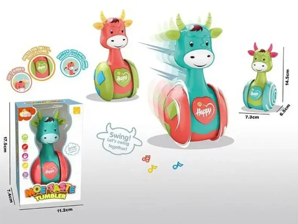 Игрушка неваляшка Коровка 8118A Розовый