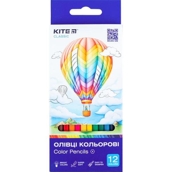 Олівці кольорові Classic Kite K-051 12 кольорів (4063276185808)(SC)
