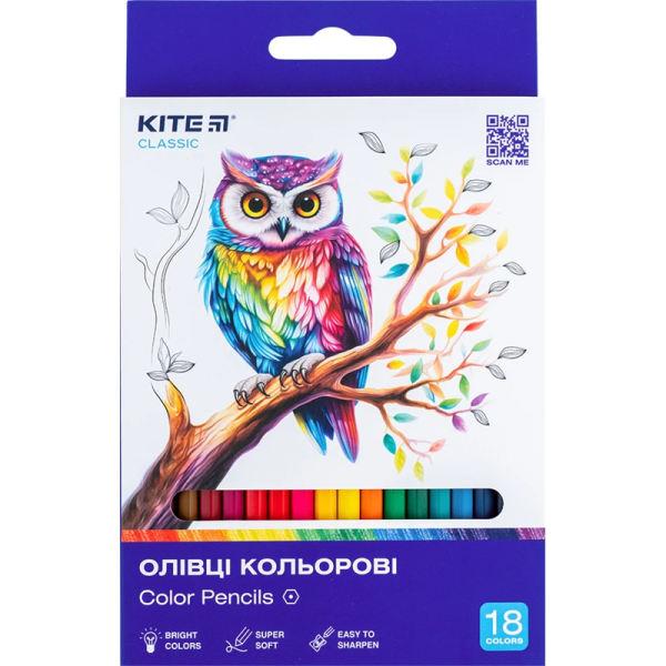 Олівці кольорові Classic Kite K-052 18 кольорів (4063276185822)(SC)