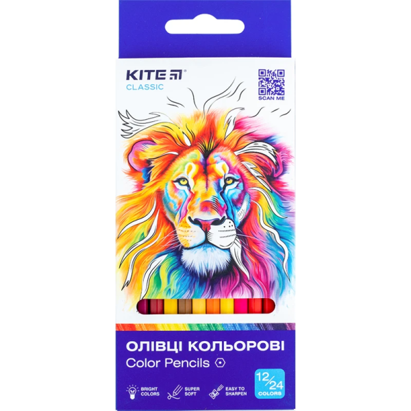 Олівці кольорові двосторонні Kite K-054 24 кольори (4063276207227)(SC)