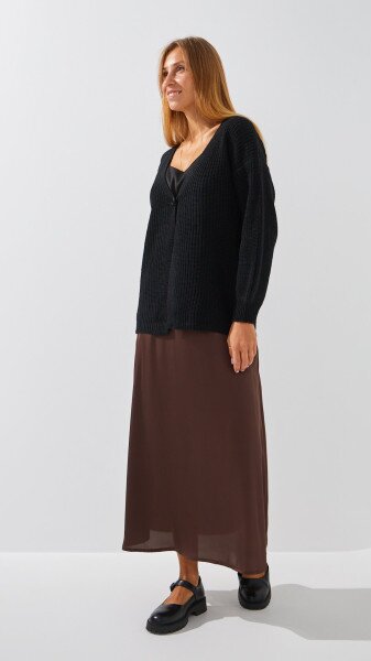 Купить Кардиган однотонный женский 1025 One Size Черный Артикул: 2000999177507 Фото №4