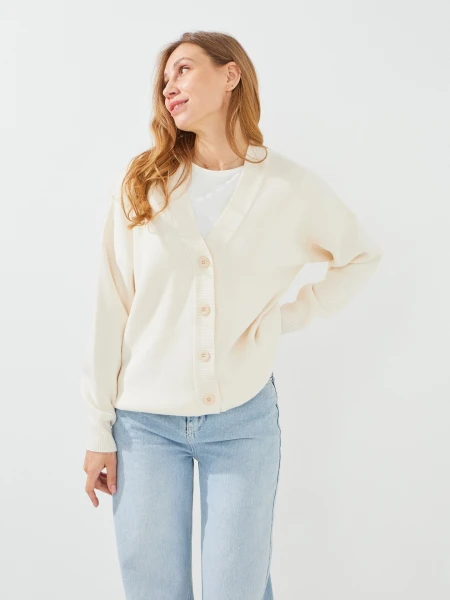 Купить Кардиган однотонный женский GENUA G01109-0004 L/XL Молочный Артикул: 2000999550430 Фото №1