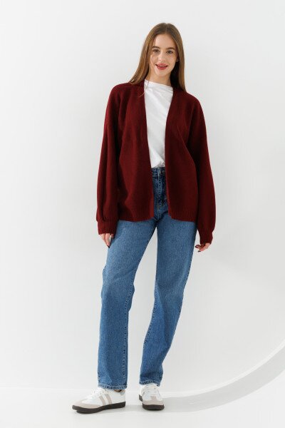 Купить Кардиган однотонный женский I can 3305-1 One Size Бордовый Артикул: 2000990899842 Фото №2