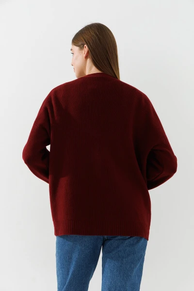 Купить Кардиган однотонный женский I can 3305-1 One Size Бордовый Артикул: 2000990899842 Фото №4