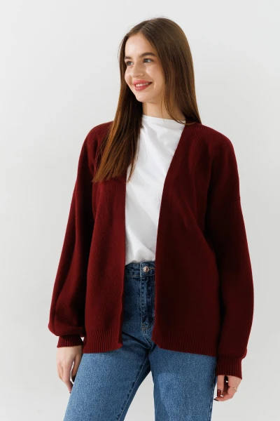 Купить Кардиган однотонный женский I can 3305-1 One Size Бордовый Артикул: 2000990899842 Фото №1