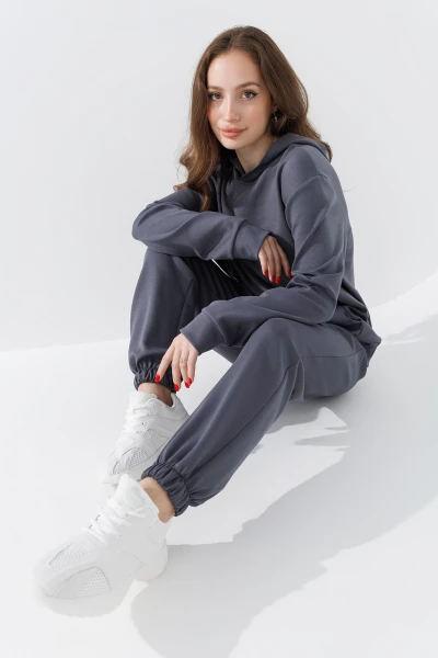 Купить Худи однотонный женский 242024-K XS Графитовый (2000990661876D) Артикул: 2000990661876 Фото №3
