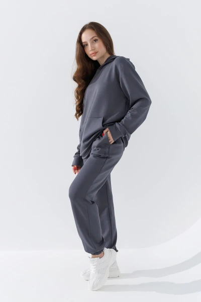 Купить Худи однотонный женский 242024-K XS Графитовый (2000990661876D) Артикул: 2000990661876 Фото №2