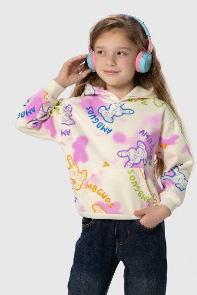 Худи с принтом для девочки Kai-Kai 7803 92 см Молочный (2000990107732W)