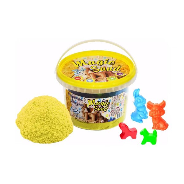 Кінетичний пісок Strateg Magic Sand у відрі 500 г 371-6 Жовтий
