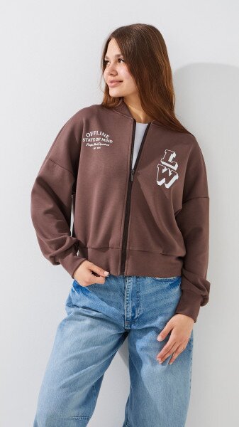 Купить Кофта-бомбер с принтом женская LAWA P-WB02410 XS Шоколадный Артикул: 2000999540660 Фото №1