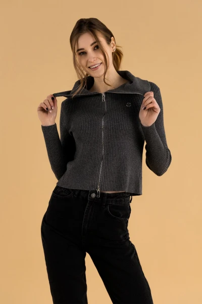 Кофта однотонная женская On me 2010 One Size Графитовый (2000990337528D)