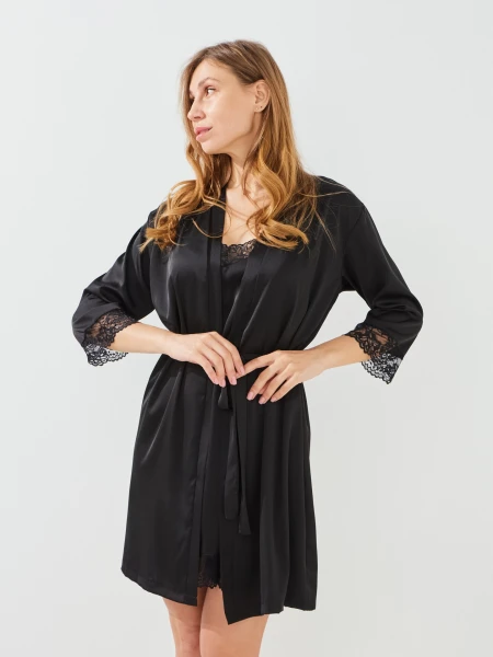 Купить Комплект халат+ночная рубашка Barwa 0305/304 S Черный Артикул: 2000989440338 Фото №2