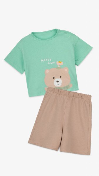 Костюм футболка+шорты для девочки Mini Papi 16129 68 см Мятный