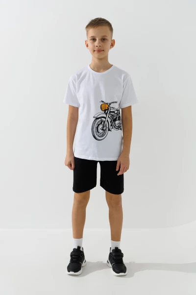 Костюм футболка+шорты для мальчика Happy Kids 018 128 см Белый