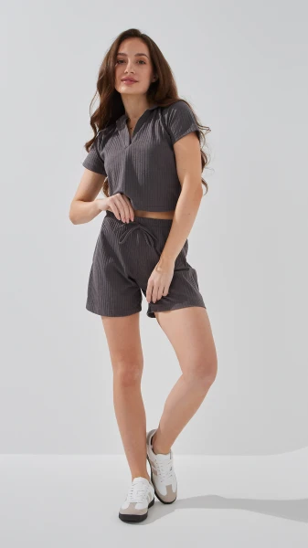 Костюм однотонный женский On me 25098 S Графитовый