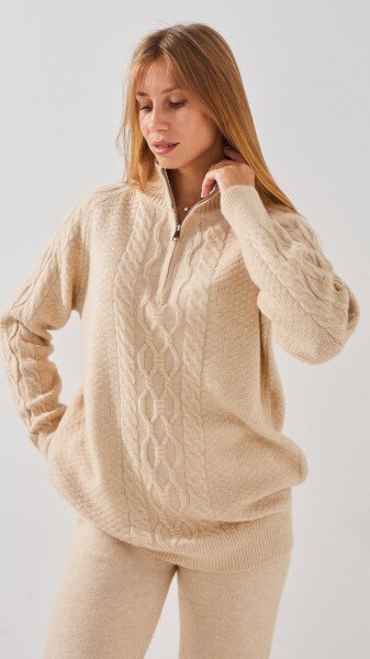 Купити Костюм однотонний жіночий  T105 One Size Бежевий Артикул: 2000999184260 Фото №3