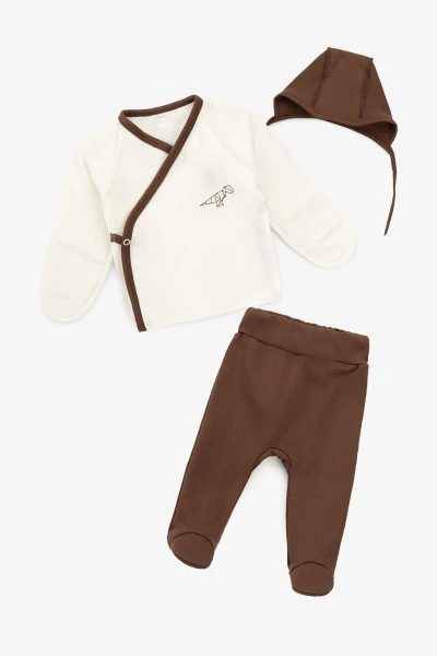 Костюм розпашенка+повзунки+шапка для малюків Baby Life А-305 56 см Коричнево-молочний