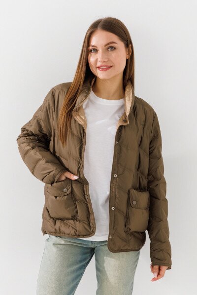 Куртка однотонная женская On me 8876 S Хаки