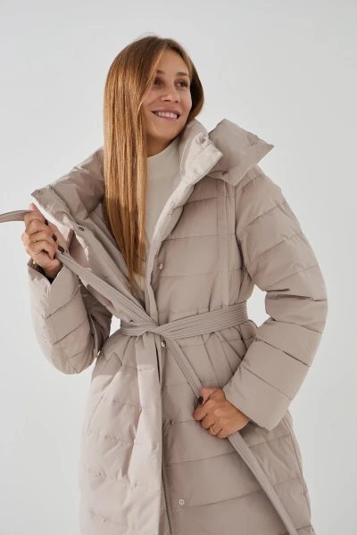 Купити Куртка однотонна жіноча Towmy 2373 2XL Бежевий Артикул: 2000990654052 Фото №3