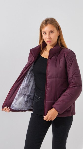 Купить Куртка однотонная женская  412 42 Бордовый Артикул: 2000999267642 Фото №3