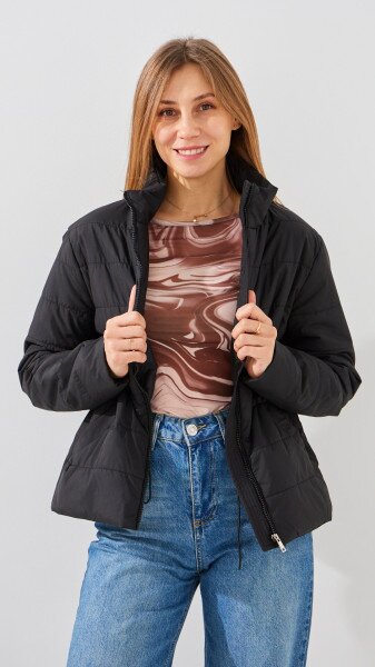 Купить Куртка однотонная женская GENUA G01116-0004 2XL Черный Артикул: 2000999415838 Фото №3