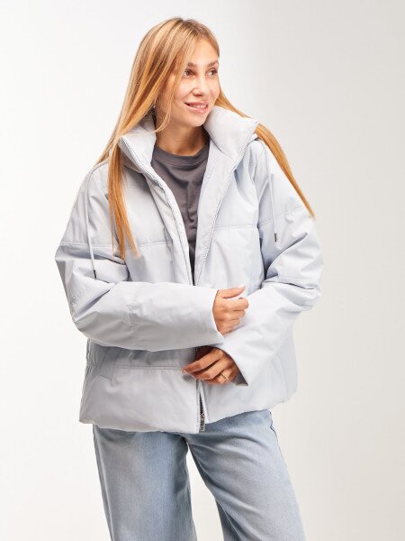 Купить Куртка однотонная женская GENUA G01116-0007 2XL Голубой Артикул: 2000999416514 Фото №3