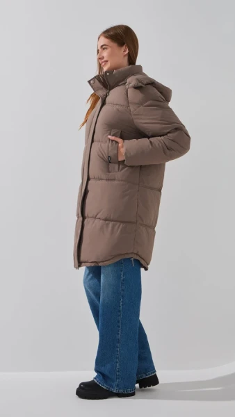 Купить Куртка однотонная женская On me 2431-F341 2XL Кофейный Артикул: 2000999164200 Фото №4