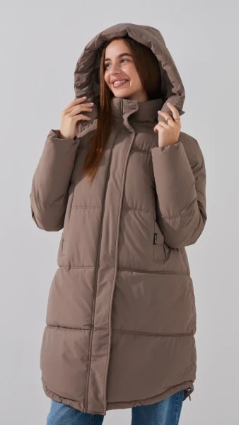 Купить Куртка однотонная женская On me 2431-F341 2XL Кофейный Артикул: 2000999164200 Фото №3