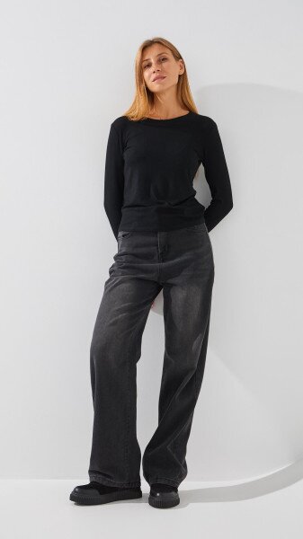 Купить Лонгслив однотонный женский Bclothing 8837 S Черный Артикул: 2000999178290 Фото №2