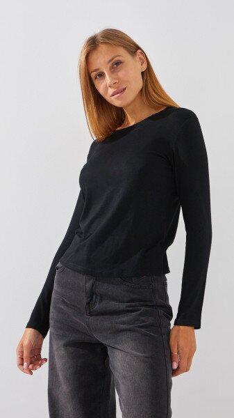 Купить Лонгслив однотонный женский Bclothing 8837 S Черный Артикул: 2000999178290 Фото №1